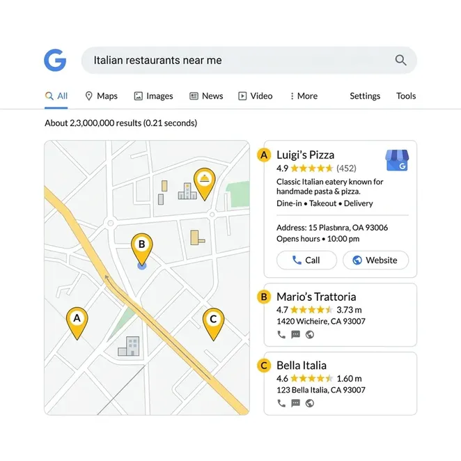 Google Search Results Map Pack